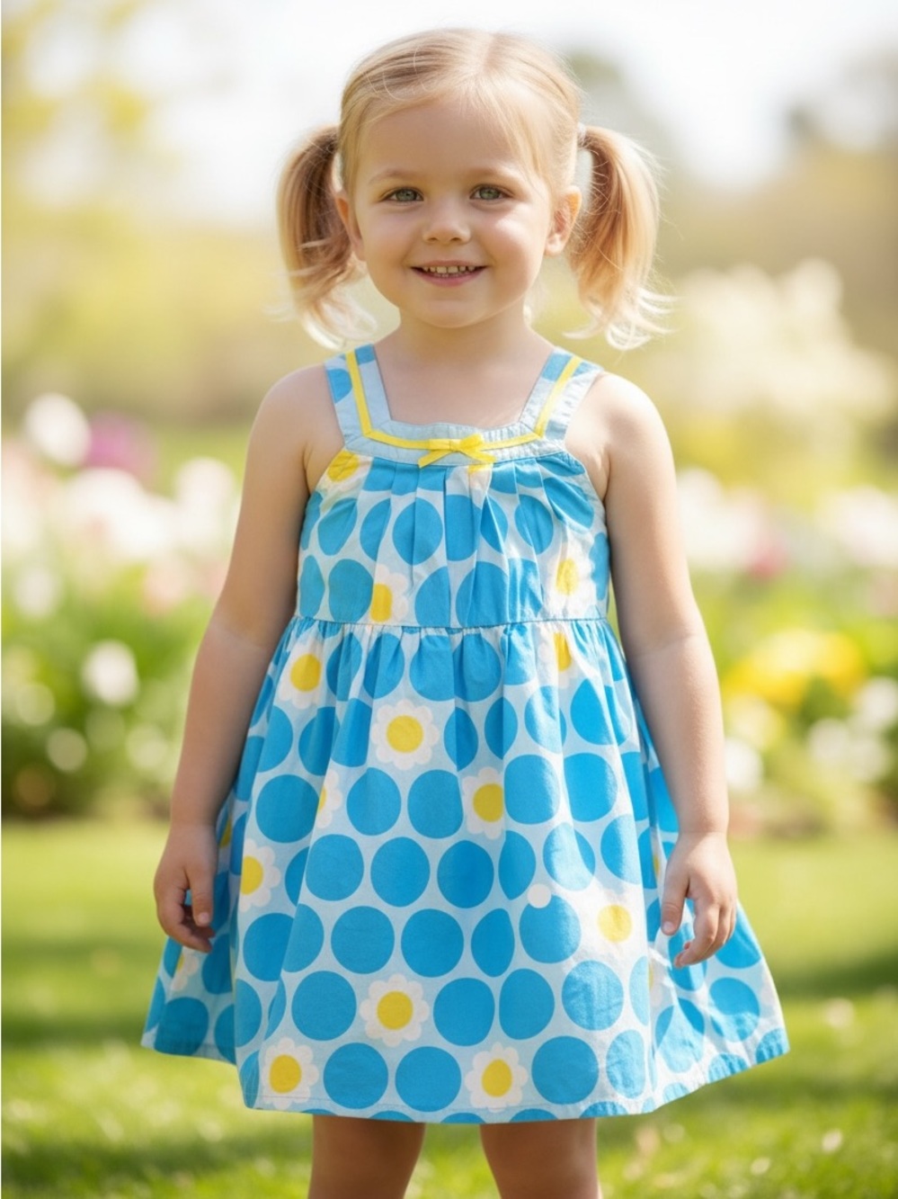 Gymboree Toddler Girls 2T Blue Polka Dot Summer Dress